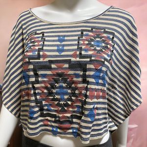 Boho Crop Top with Wing Sleeves Small